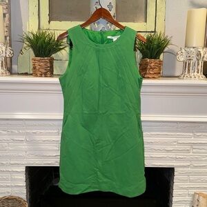 DVF Green Retro CAPREENA Twill Mod Style Sleeveless Dress with Pockets Size 8
